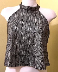 Stella Luce Women's Black & Silver Tank Top - Size XL Spaghetti Straps - Picture 1 of 12