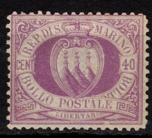 SAN MARINO 1877-90 40c violetto bruno MH* - Picture 1 of 1