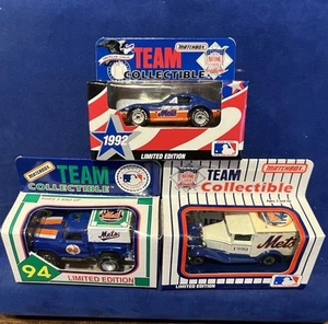 1990, 1992, 1994 New York Mets New Matchbox 1/64 Collectible Trucks & Corvette - Picture 1 of 3