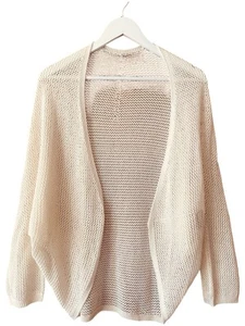Uniqlo Womens Cardigan Size XXL Ivory Beige Lace Open Cocoon Long Sleeve - Picture 1 of 17