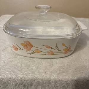 Vintage Corning Ware Pfirsich Blumenmuster 2,5 Quart  - Bild 1 von 4