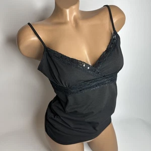 Y2K Black Sequin Lace Cami Top Medium Witchy Whimsigoth Butterfly Clubwear - Picture 1 of 12