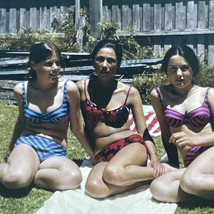 RETRO Film Photo Slide Art Junk 60s 70s Bikini Sunbaking Swim Bathers - Picture 1 of 3