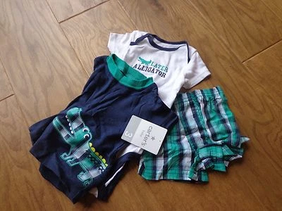 CARTER'S boy's NWT sz 3M Later Alligator 3 piece outfit shorts/bodysuit/shirt  - Image 1 of 4