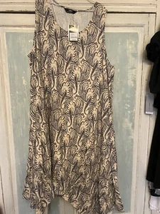 SARA New Bnwt Paisley Angled Hem Dress Plus Size 22 Linen Blend Ladies Summer - Picture 1 of 5