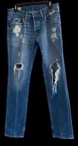 Pantalones de mezclilla para hombre rasgados THE HOLLISTER AJUSTADOS 32 X 32 reales 32” W por 31” L - Imagen 1 de 24