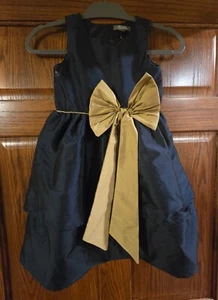 Zulily ATÚN NWT Girls Size 6-7 Navy Satin Holiday Party Church Dress - Picture 1 of 2