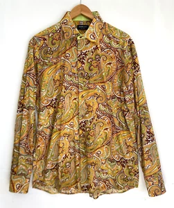 DOMANI Orange Paisley Button up Shirt Size L 16.5 34/35 - Picture 1 of 5
