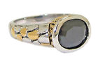 CZ black ring oval stone silver 18kt yellow gold cable dot band Size 5 7 8 9 New