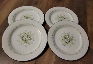 Menge 4 Noritake Poetry 2997 10,5" Essteller blau und grün Blumen Spray - Bild 1 von 6