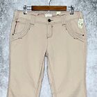 $35 Maurices womens tummy slimming flap pocket bootcut jeans size 11 /12 beige