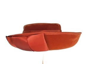 Sombrero vintage naranja quemado para mujer años 1940-1950 - Imagen 1 de 8
