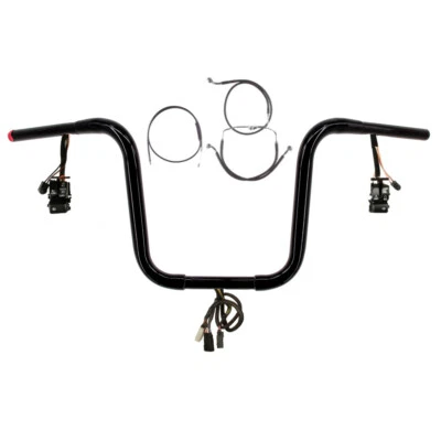 Kit de barra estrecha precableada 1 1/4" negra 12" Harley Road Glide 2008-2013 NoABS/Crus Foto 1 de 2