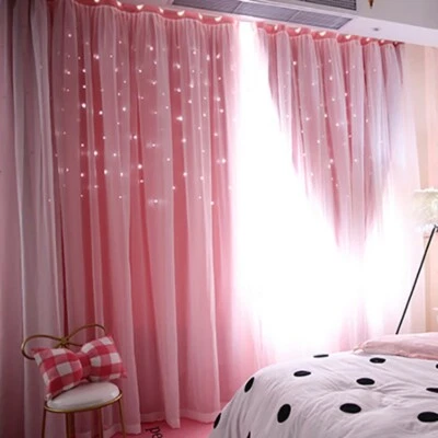 Dreamy Starry Window Curtain Livingroom Bedroom Blockout Darkening Drape Decors - Image 1 of 4