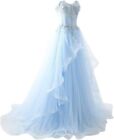 Maricopyjam Women's Sheer Waist Fishbone Symmetrical Peplum Long Prom Dress