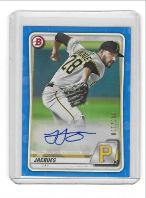 2020 Bowman - Prospects Autographs Blue #PA-JJ Joe Jacques /150 (AU, RC) - Image 1 of 2