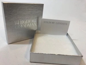 Authentic Bergdorf Goodman Logo Empty Box Silver Cardboard Gift 4" x 4" x 1" - Picture 1 of 6