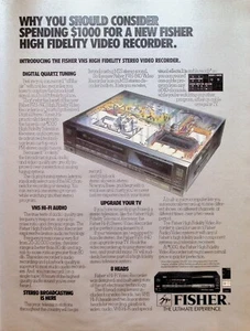 VINTAGE 1980er Jahre Druckanzeige ~ Fisher Videorecorder/VCR - VHS ~ Das ultimative Erlebnis - Bild 1 von 1