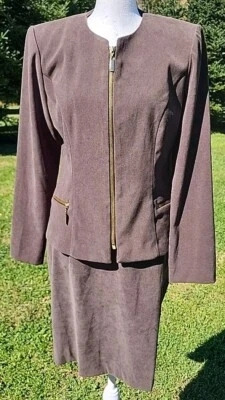 Jessica Howard Mujer 4P Pequeño Imitación Gamuza Verde Blazer Chaqueta Falda Conjunto de Traje Foto 1 de 4