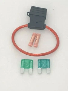 8 Gauge MAXI Inline Fuse Holder with Cover + (2) 30 AMP Fuses + Butt Connectors - Picture 1 of 1