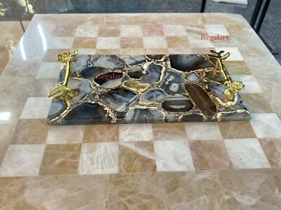 Handmade Serving Tray - Black Agate Serving Tray Home Decorative Tray Gifts - Image 1 of 4