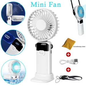 NEW Mini Folding Desk Fan Portable Hand-held Fan Cooler Cooling USB Rechargeable - Picture 1 of 16