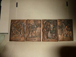4 Jahreszeiten Reliefs/ Stein-Kupferfarben - Bild 1 von 5