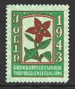 Iceland 1943 Poinsettia Cinderella Xmas Seal #33 VF-NH - Picture 1 of 2
