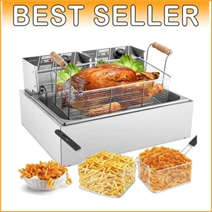 Heavy Duty 3400W Deep Fryer with Triple Baskets & Durable Stainless Steel Design - Picture 1 of 10
