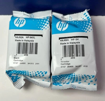 Подлинные чернильные катриджи HP 64XL черные и 64 трехцветные упаковка 2 шт. - срок годности истек. 12/24 - запечатанный - Изображение 1 из 4