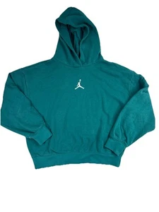JORDAN Girls Crop Hoodie Sweatshirt Jumpman Logo Basketball Turquoise Size Xl - Picture 1 of 4
