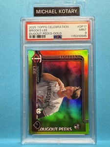 BROOKS LEE 2025 TOPPS CELEBRATION DUGOUT PEEKS GOLD PSA 9 18/50 SP TWINS DP17 - Picture 1 of 2