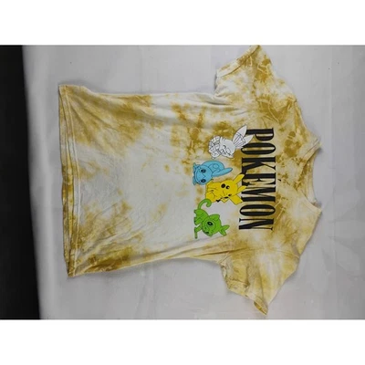 Camiseta Pokemon Pikachu Squirtle Bulbasaur Tie Dye Amarilla Blanca Mediana Foto 1 de 3