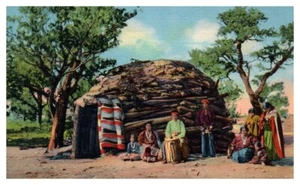 NAVAJO INDIANS on Reservation ARIZONA New Mexico NATIVE AMERICAN linen -Postcard - Picture 1 of 2
