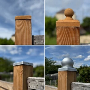 Garden Fence Post Caps Cappers Top Finial Cover Wood Metal Rain Rot Protection - Picture 1 of 23