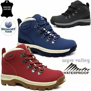 Ladies Memory Foam Leather Walking Hiking Waterproof Ankle Boots Trainers Shoes - Picture 1 of 27