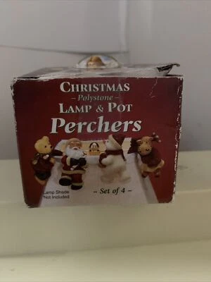 Abajur, vaso, xícara, vela polystone Natal feriado poleiros conjunto de 4 usado - Imagem 1 de 4