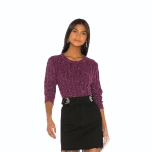 GRLFRND NWT Fuchsia Sequined Freckled Marled Ribbed Sweater, Size Medium - Picture 1 of 11