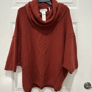 NWT Anthropologie Cashmere Collection Turtleneck Kimono Red Sweater Size Large L - Picture 1 of 7