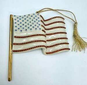 Lenox La Bandera Joya Ornamento América 24K Oro Borde Cristales Swarovski - Imagen 1 de 16