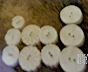 10 Vintage white Plastic Carved Buttons-4 styles-3 each 2 styles/2 each style - Picture 1 of 4