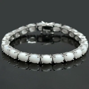 Brazalete de tenis de plata de ley 925 con piedras preciosas de ópalo blanco natural de 19,90 quilates joyería - Imagen 1 de 8