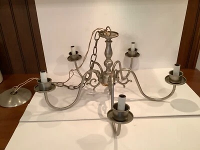 Primitive 18th C Style Colonial Country Farmhouse 5 Arm Chandelier Made Germany - Image 1 of 4