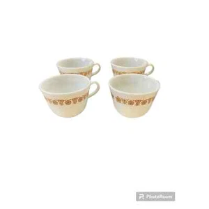 Pyrex Vintage Schmetterling Gold Kaffeetassen - 4 Stück - Bild 1 von 8