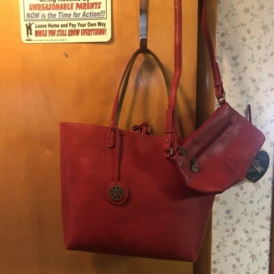 Sydney Love Trends Reversible Tote Brick/Red Olive with extra /3 BAGS IN ONE - Image 1 of 4