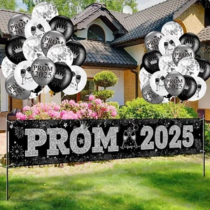 Graduation Prom Banner Decorations for Party 2025, Black and Silver Prom 2025 De - Picture 1 of 12