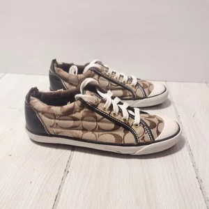 COACH Barrett Women's Size 6B Brown Signature C Pattern Lace Up Sneakers Shoes - Picture 1 of 9