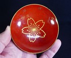 Japanese Red Lacquer Sake Cup! Cherry Blossom (Sakura) WW II Military Discharge