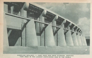 Overflow Spillway Fort Peck Dam - Glasgow, Montana - unposted litho - Imagen 1 de 3
