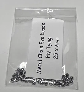 Trout Fly tying metal chain eye beads x 25 pair - Silver - Picture 1 of 1